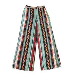 G B Wide Leg Aztec Tribal Print Pants Side Zip Size 3 Juniors Boho